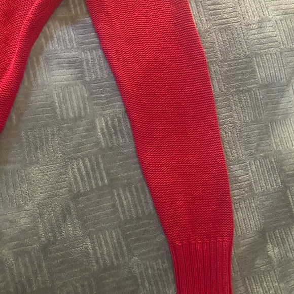 Chaps Women's V Neck Long Sleeve Cable Knit Sweater Red - Size L - Picture 4 of 5